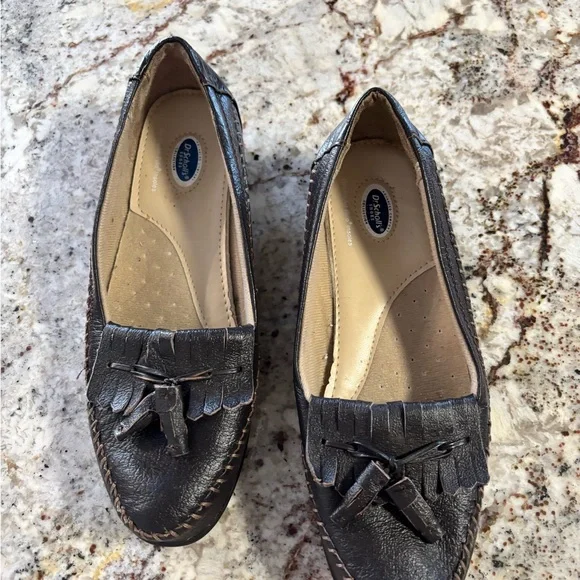 Dr. Scholl's Dark Brown Leather Fringe Loafers - Picture 1 of 6